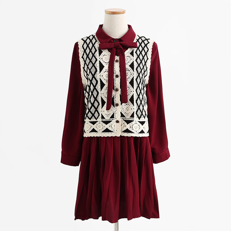 New sweater vest dress two piece suit 2251