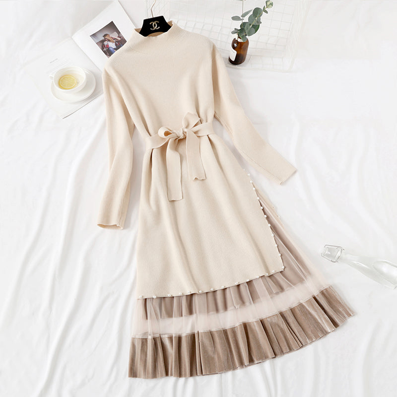 Age reduction suit two piece Pullover temperament knitted dress knee length skirt children 2172