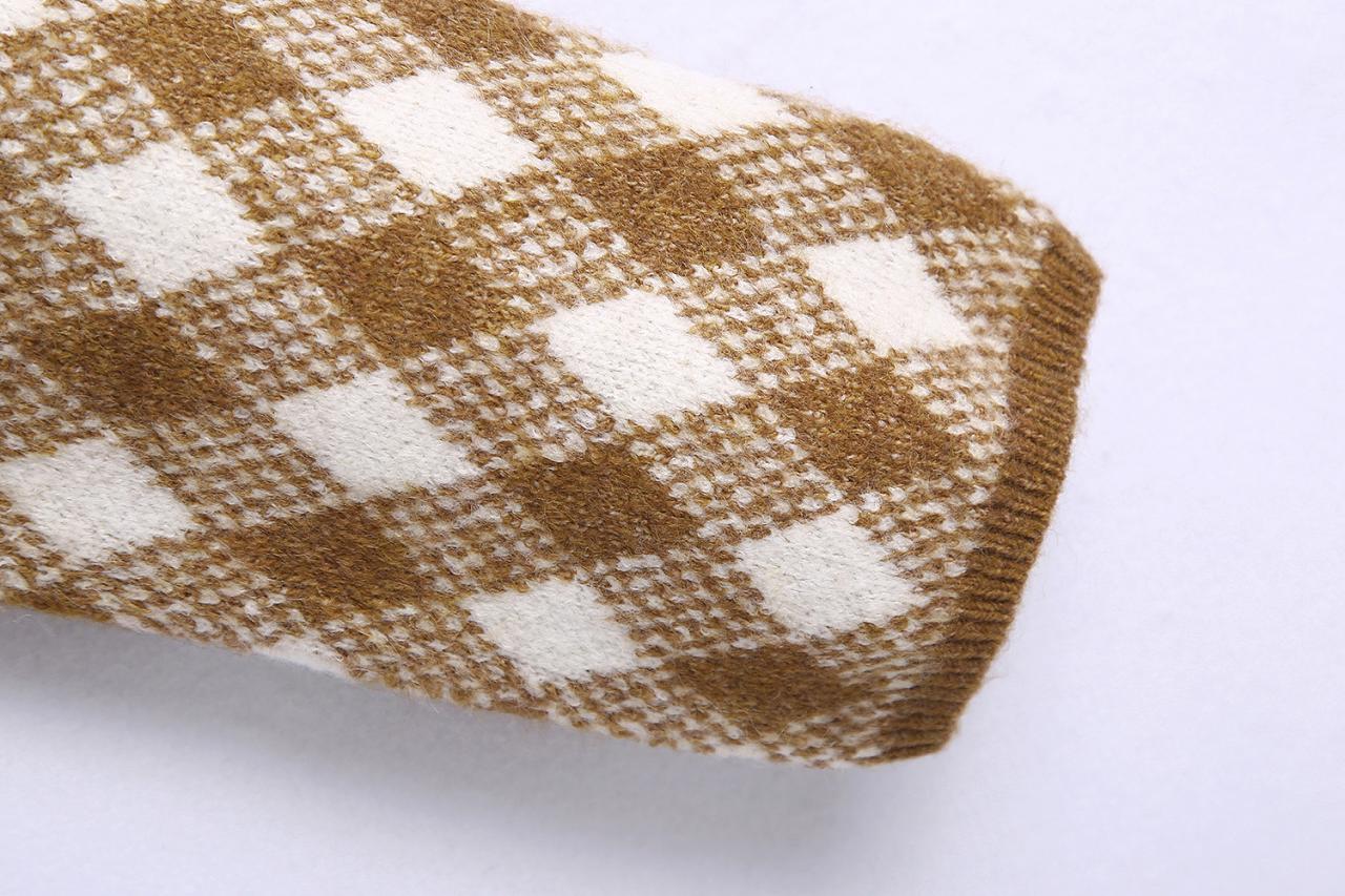 Autumn lozenged women's cardigan jacket 1355