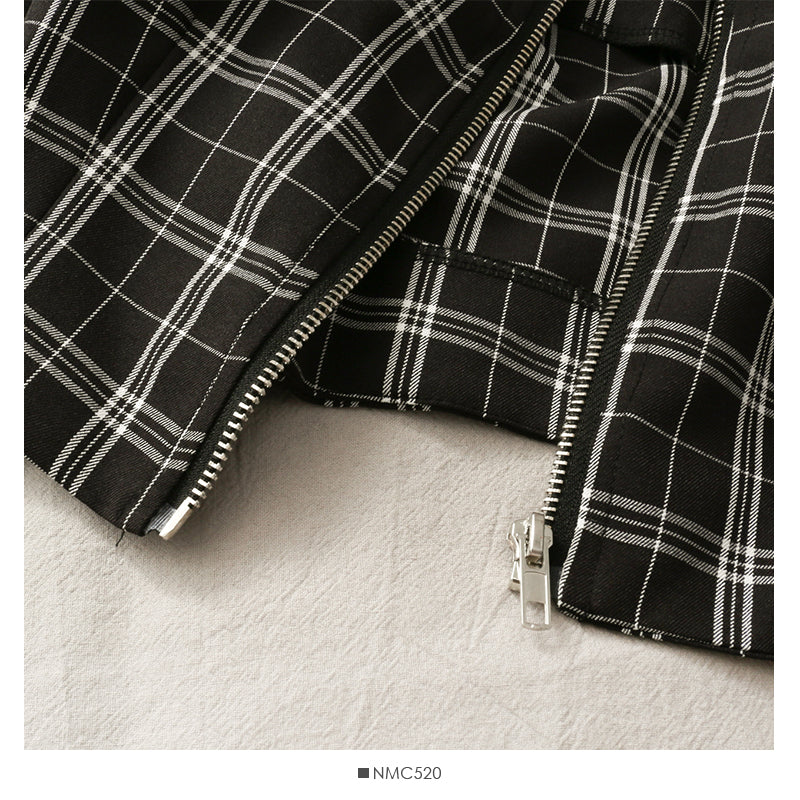 Off shoulder exposed clavicle zipper bubble sleeve top high waist skirt 2490