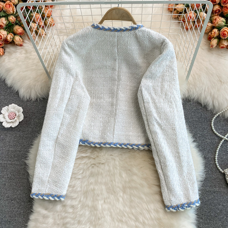 Autumn and winter French small fragrant wind woven coarse flower coat 1685