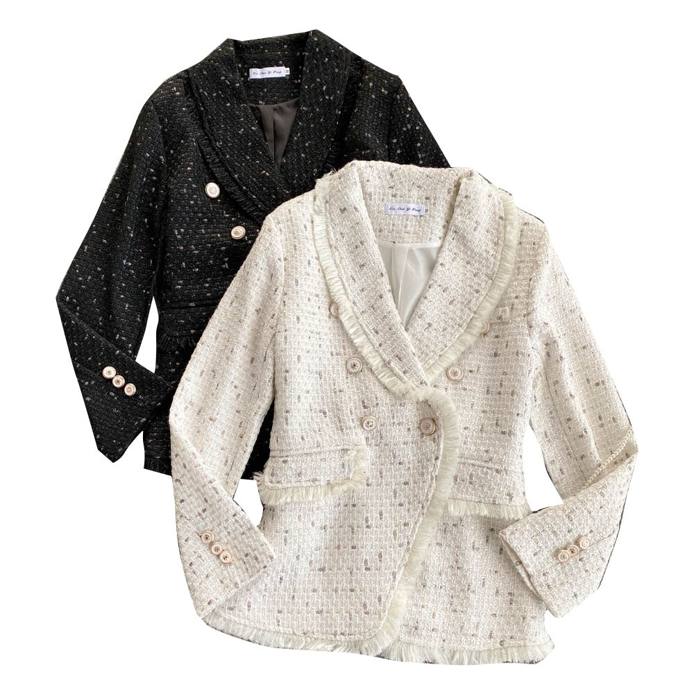 Early autumn retro small fragrant wind tweed coat 1554