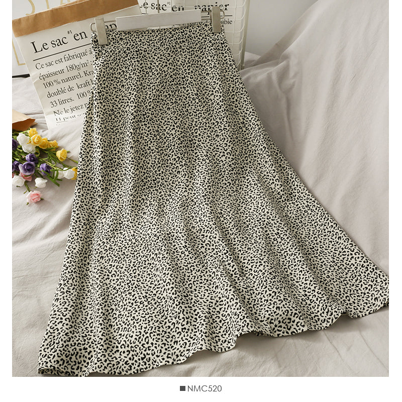 New leopard print foreign style versatile skirt 2515