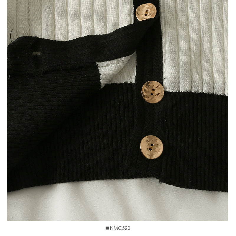 Contrast color stitched Chiffon bubble long sleeve T-shirt for women 1722