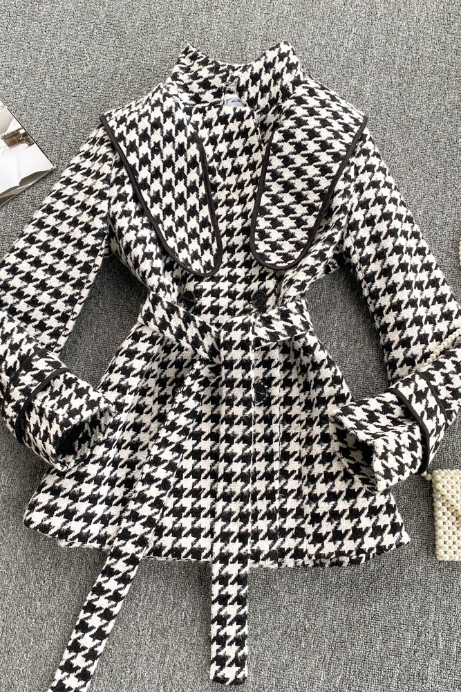 Thousand bird lattice small fragrant wind tweed coat 1497