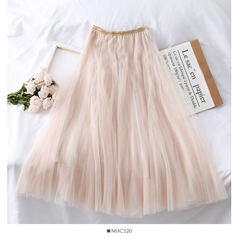 Gauze skirt half body super fairy long high waist 2514