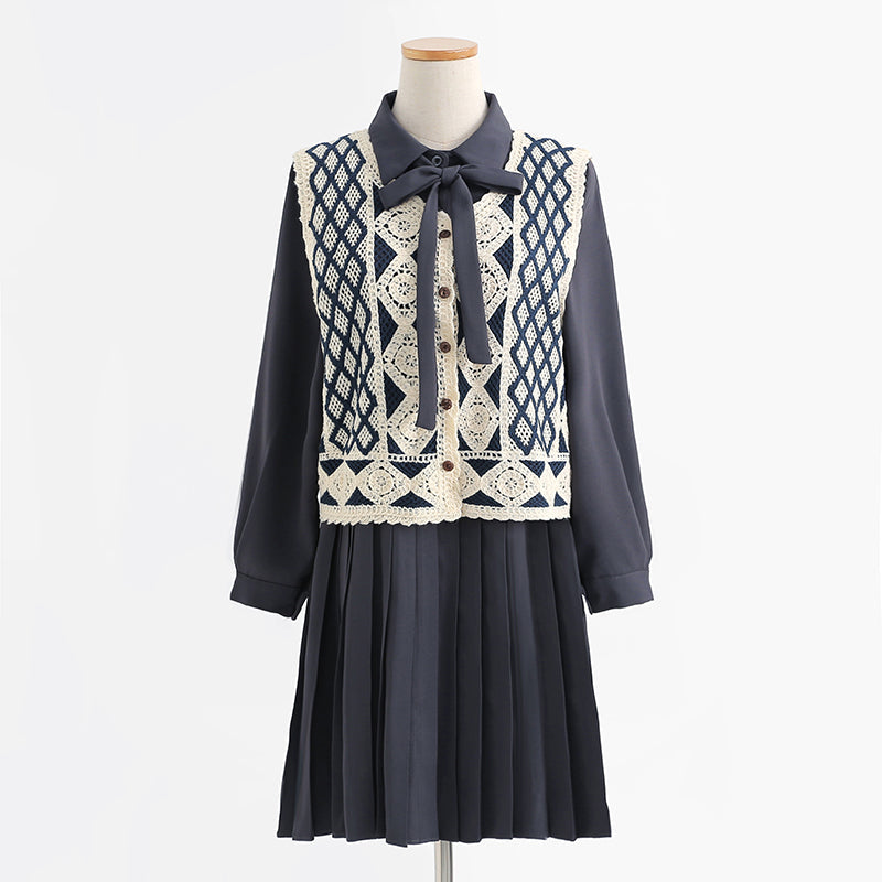 New sweater vest dress two piece suit 2251