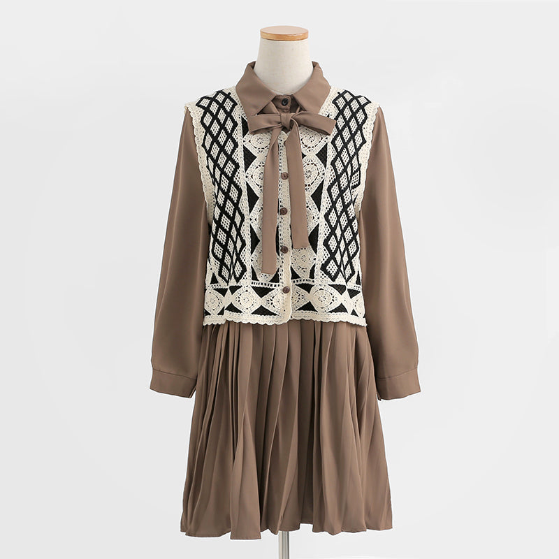 New sweater vest dress two piece suit 2251
