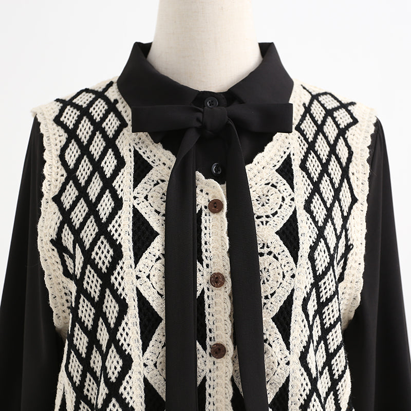 New sweater vest dress two piece suit 2251