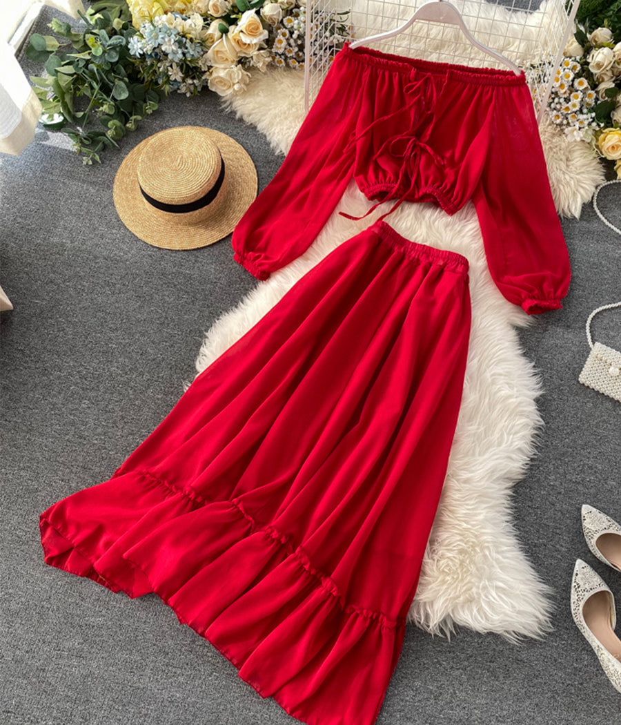 Fashion girl dress two pieces long sleeve dress 1240