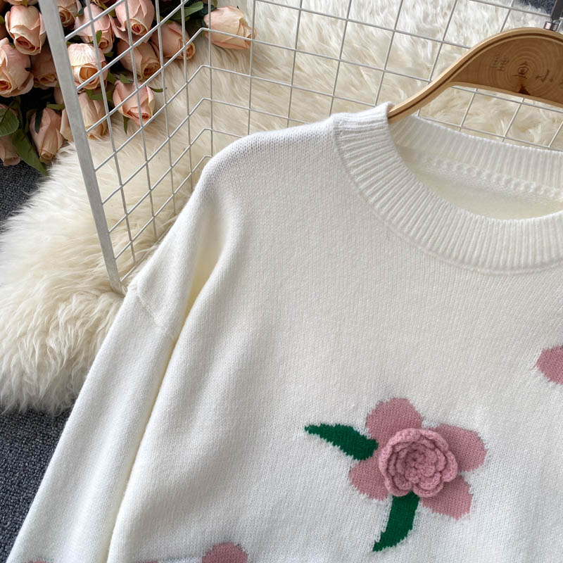 Lovely flowers long sleeve sweater 006