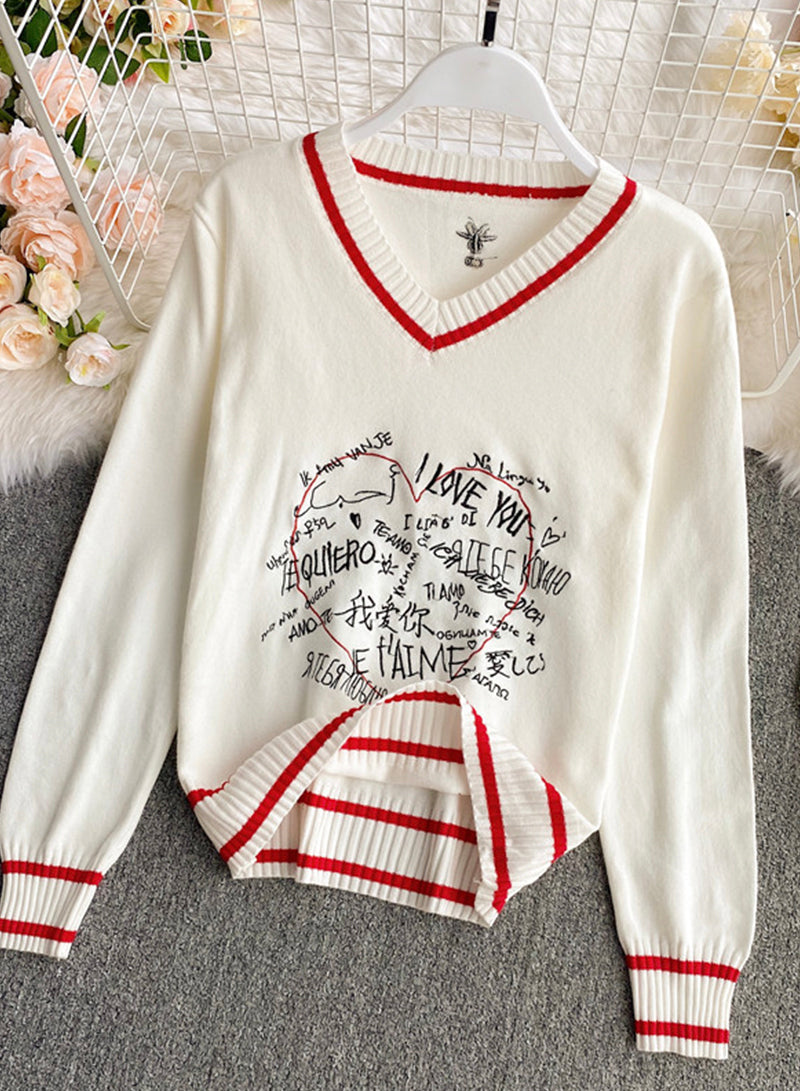 Sweater long sleeve multilingual "I love you" sweater 091