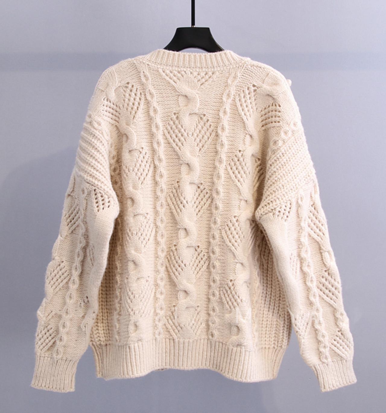 Retro knitted twist long sleeve sweater 014