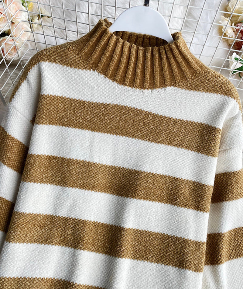 Simple stripe long sleeve sweater 060