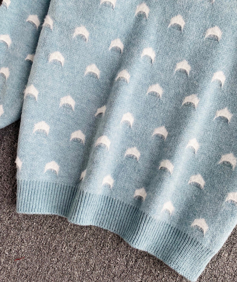 Cute round neck loose sweater 084