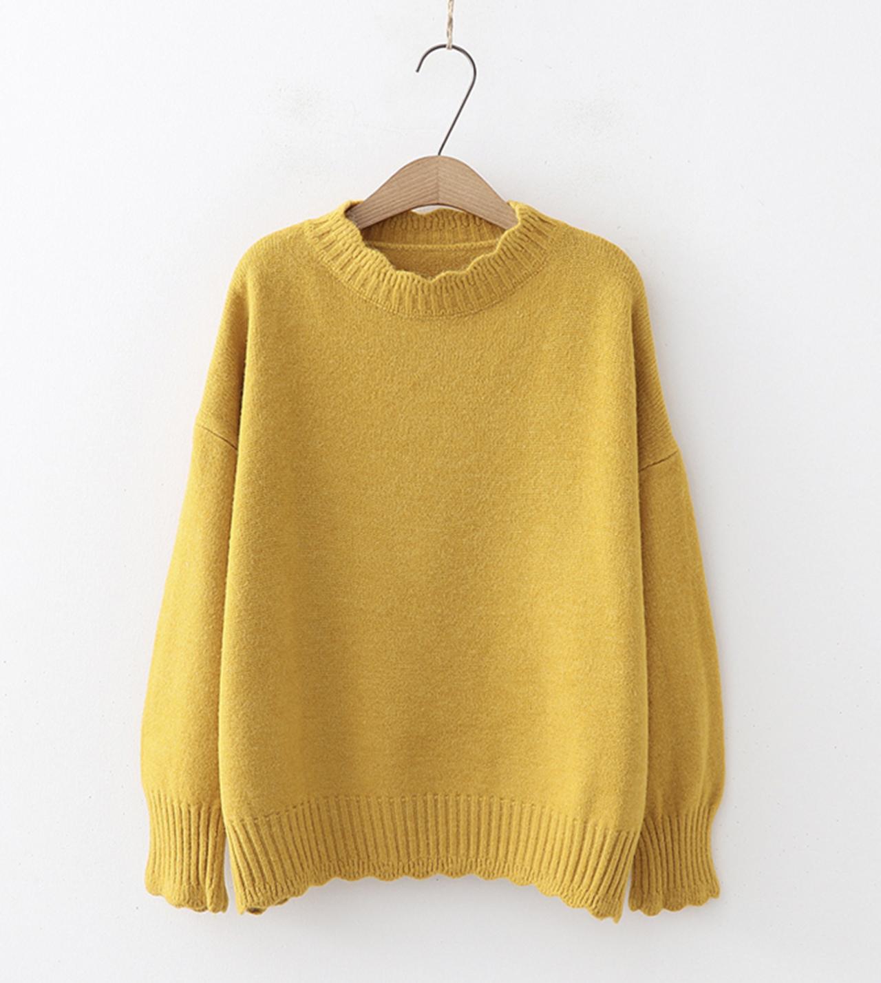 Simple round neck sweater long sleeve sweater 043