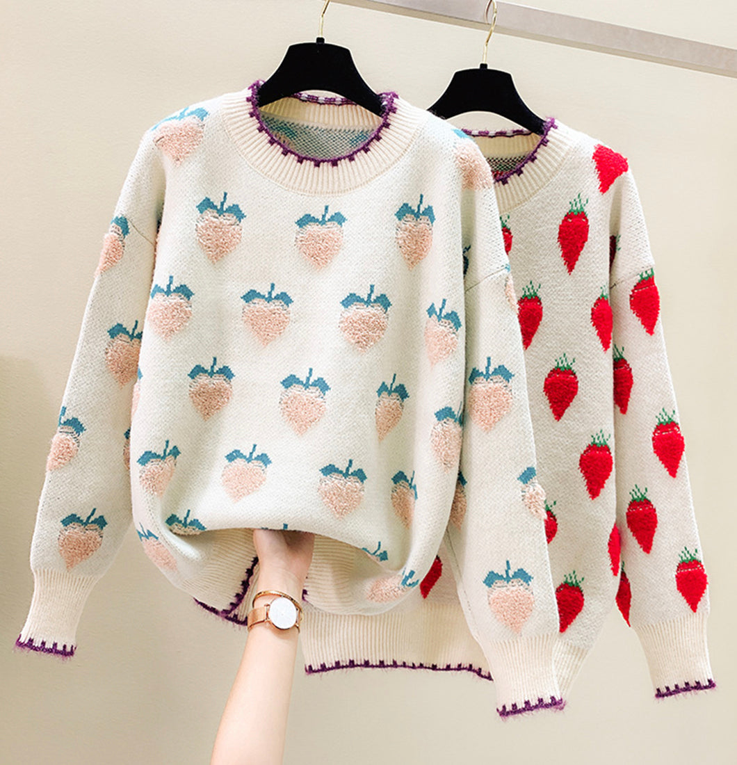 Lovely loose strawberry sweater 051