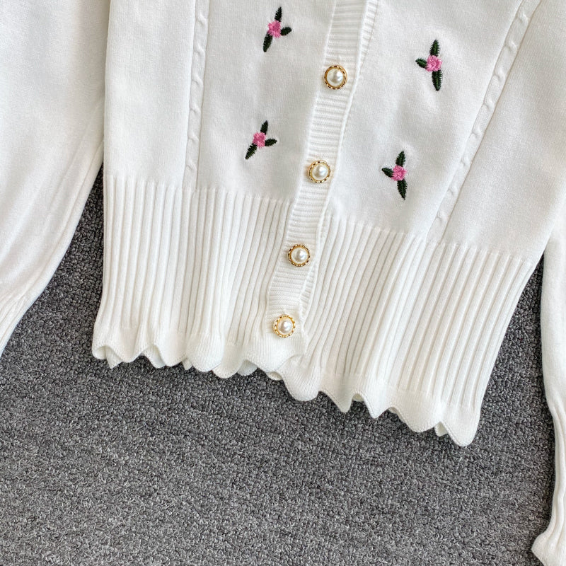 Cute cardigan long sleeve short sweater 002