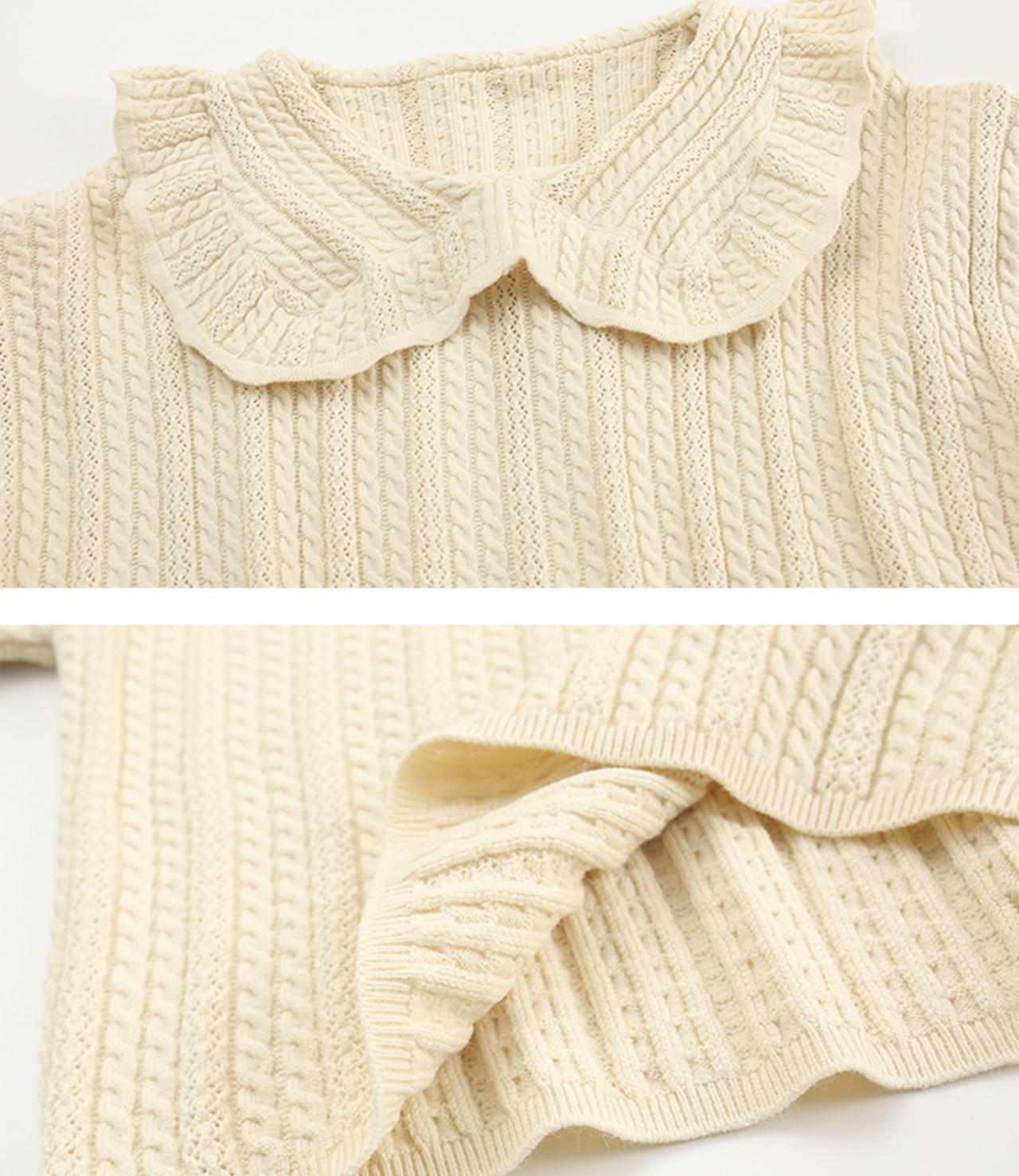 Cute long-sleeved lapel sweater 001