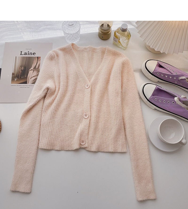 Sweater small coat foreign style versatile V-Neck long sleeve top 6503
