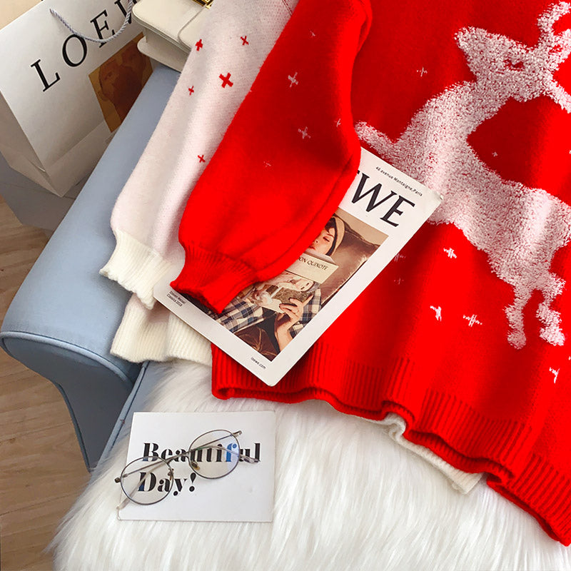 Christmas elk sweater over sweater 4986