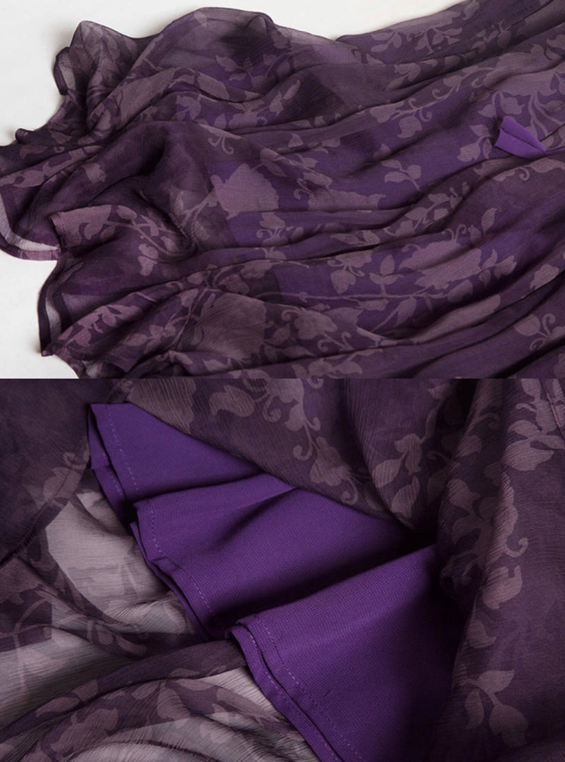 floral romantic skirt,purple silk skirt 3627