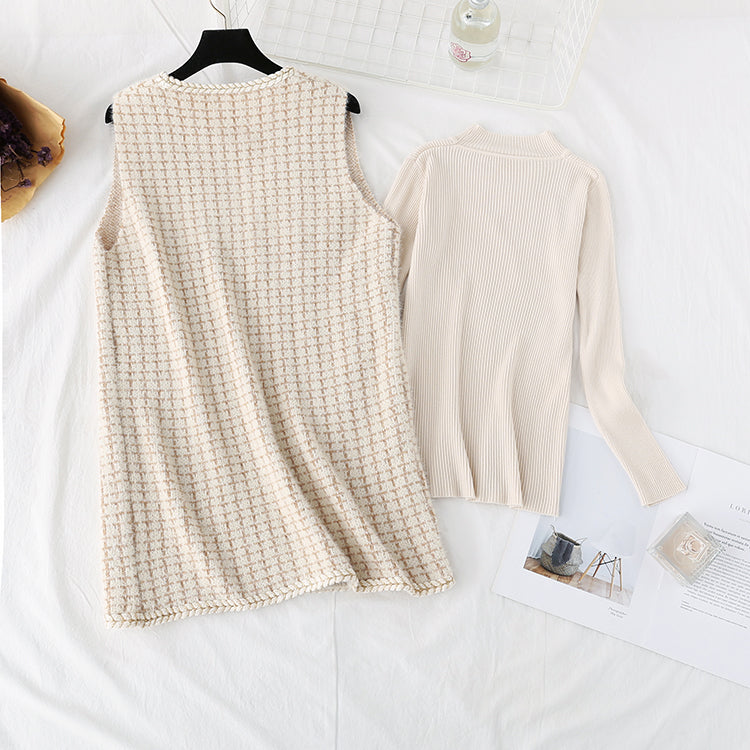 New knitted bottomed shirt vest skirt two piece dress 4453