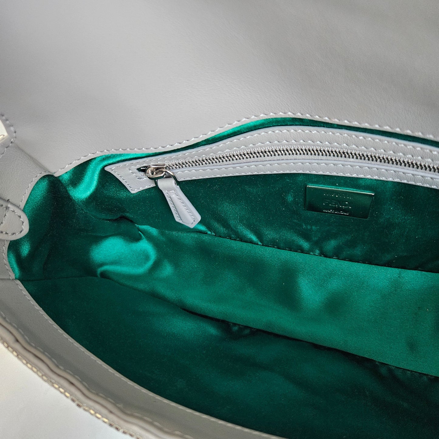 Fendi silver sequin and leather baguette bag