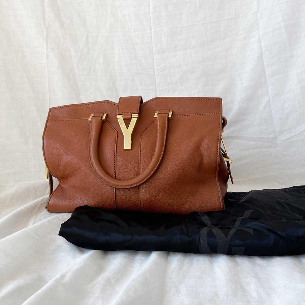 Saint Laurent Brown Leather Small Cabas Chyc Tote