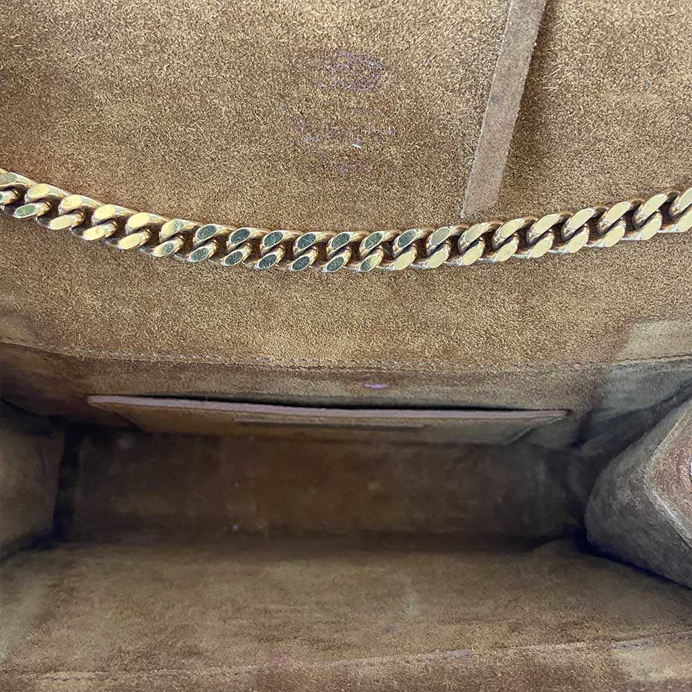 Saint Laurent Monogram Suede Fringe Shoulder Bag