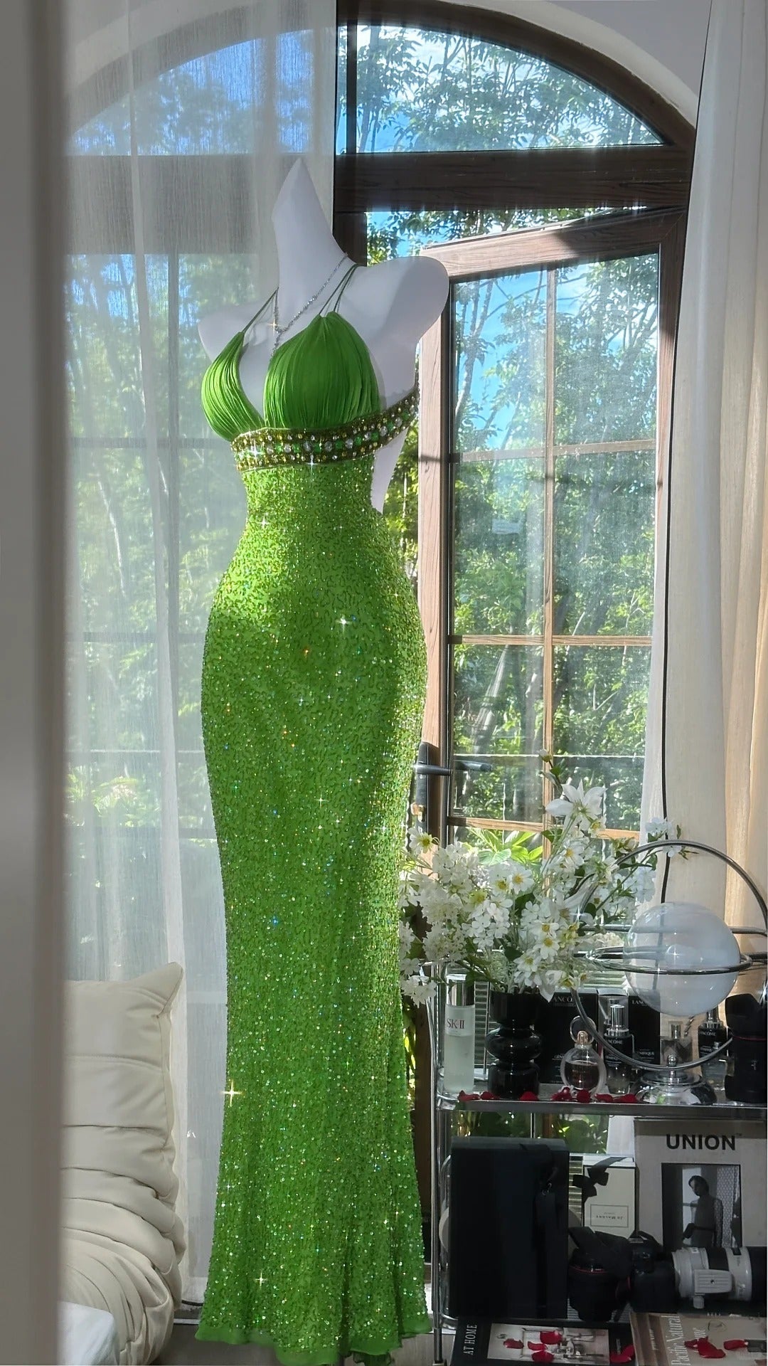 Green shiny exquisite gorgeous long chiffon Prom dress evening dress party dress gh4988