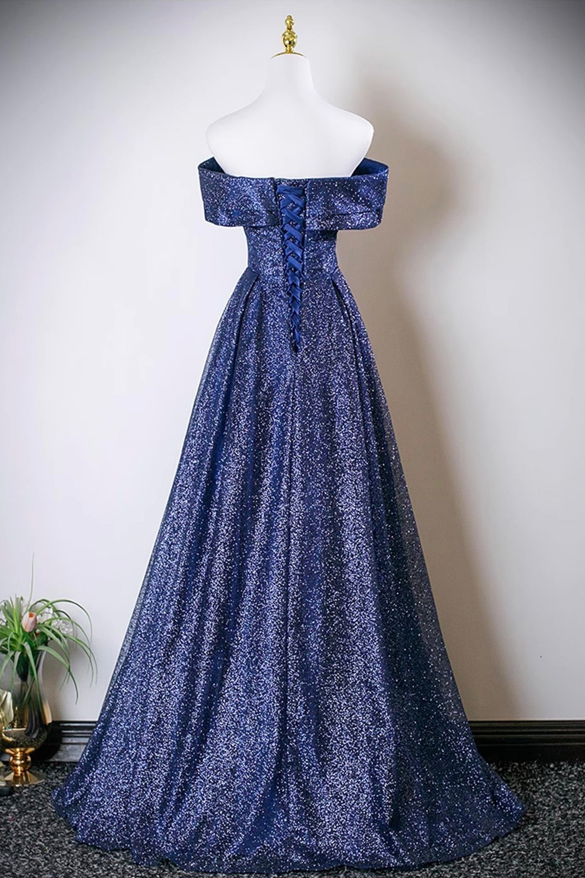 Blue Tulle Long Prom Dress, Blue A-Line Evening Party Dress