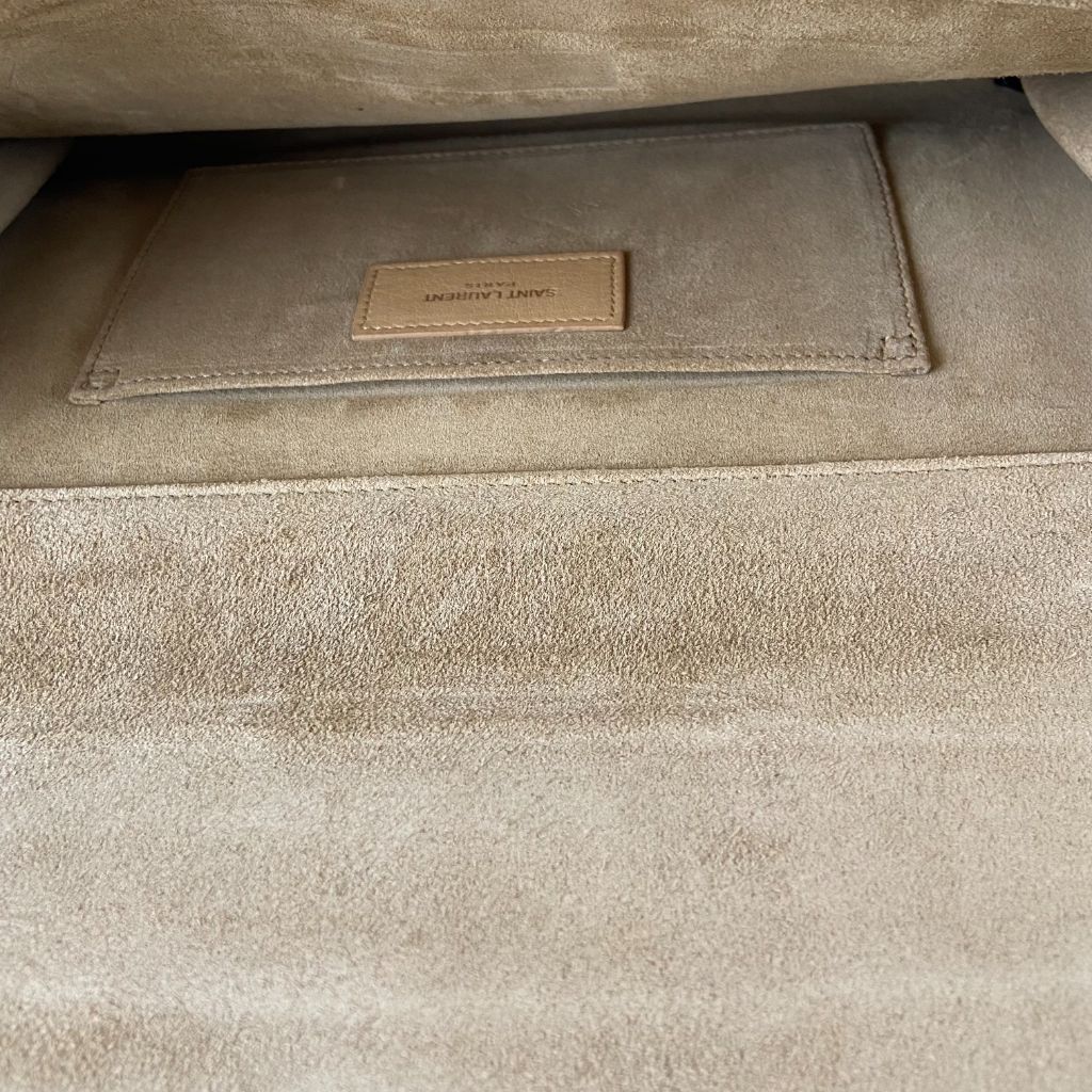 Yves Saint Laurent Nude Calfskin Leather Ligne Y Clutch Bag