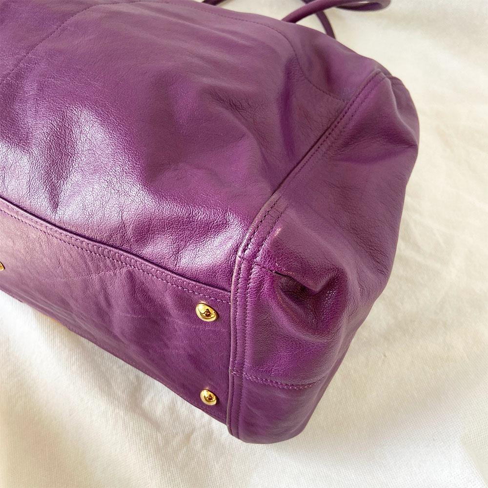 Yves Saint Laurent Purple Leather Lucky Chyc Bowler Bag