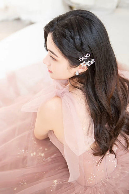 Pink Tulle Long A-Line Prom Dress, Beautiful Pink Graduation Dress