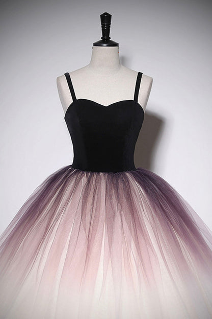 Lovely Gradient Tulle Floor Length Prom Dress, Spaghetti Strap Formal Evening Dress