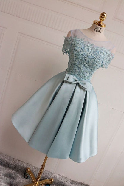 BLUE LACE SHORT HOMECOMING DRESS, BLUE LACE BRIDESMAID DRESS cg2396