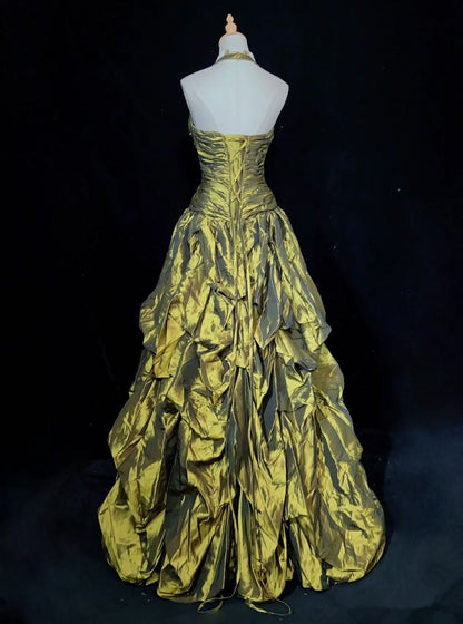 A Line Green Halter Prom Gown Unique Long Evening Dresses    cg25331