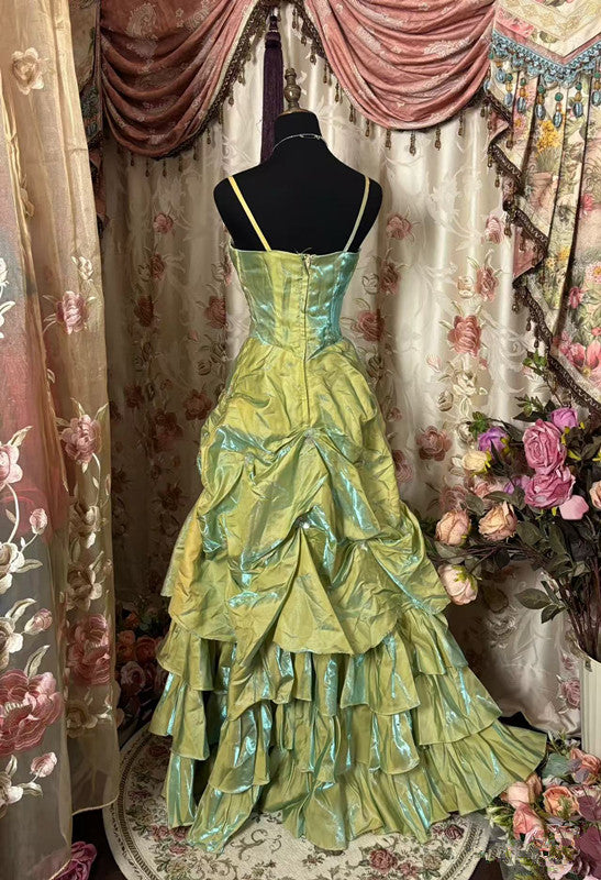 A Line Green Straps Sleeveless Party Dress Green Long Prom Dress      cg25259