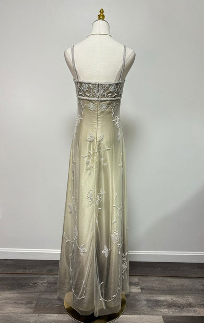 Champagne color gorgeous retro gradient exquisite beaded long elegant tulle ball gown evening dress party dress prom dress gh3192