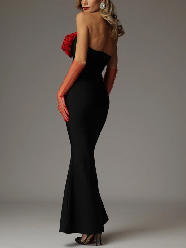 Solid Color Tube Top Maxi Dress