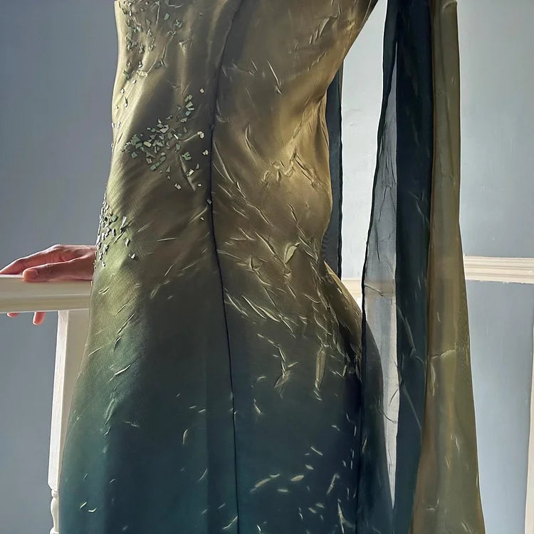 Green Elegant Exquisite Beaded Long Chiffon Ball Gown Evening Gown Party Dress gh4235