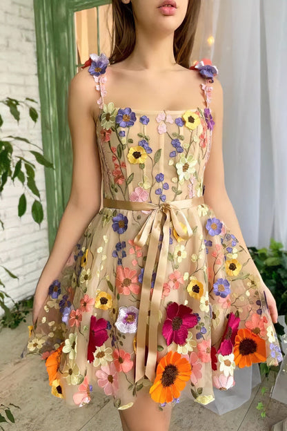 loveedsTM-Three-dimensional flower embroidery hip-hugging sexy dress