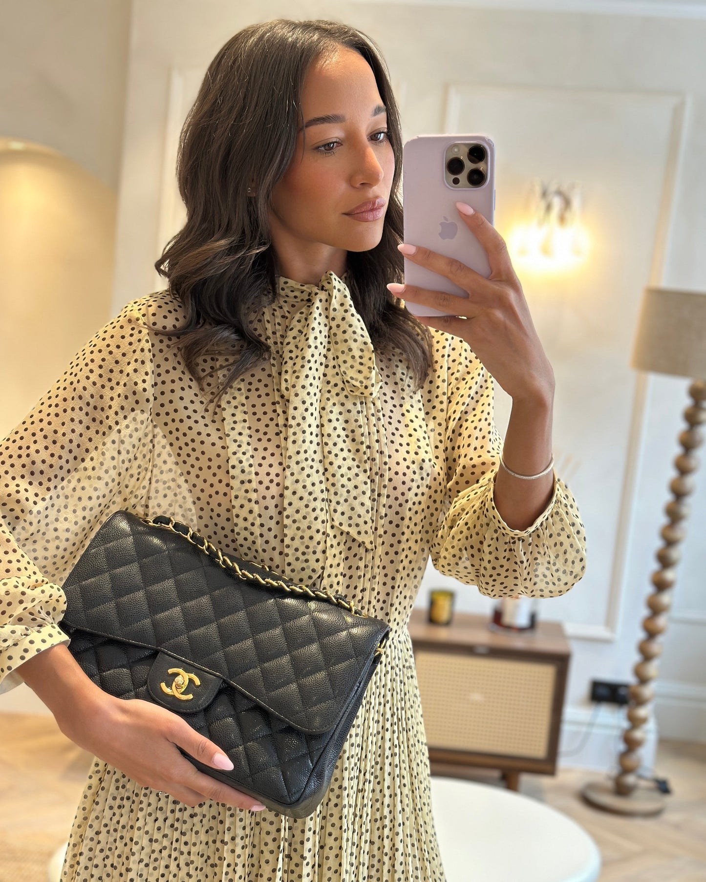 Chanel Black Jumbo Classic Double Flap Bag in Caviar Leather with Gold Hardware