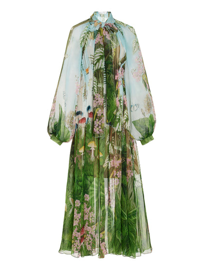 Resort Chiffon Floral Silk Robe Women's Dress