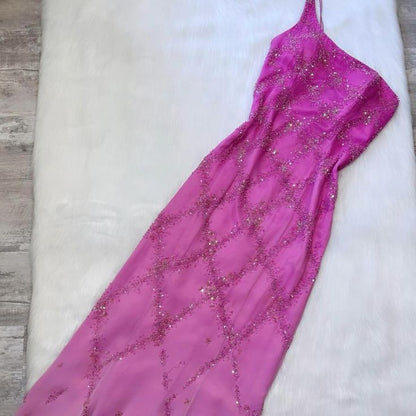 Pink Gorgeous Shiny One Shoulder Fashion Strap Long Satin Ball Gown Evening Dress Party Dress gh3264