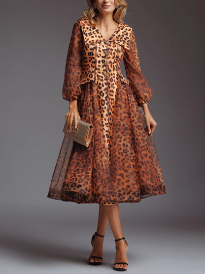 Flared Puff Sleeves Women's Dress