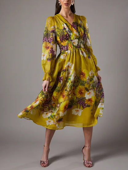 Organza Temperament Print Comfortable Women's Skirt Suit