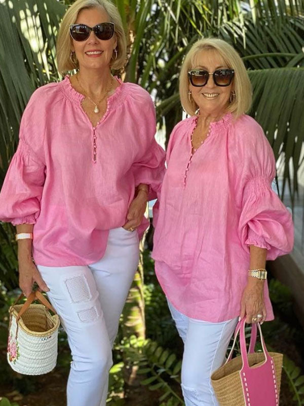 Cotton Linen Long Sleeve Daily Temperament Casual Ladies Tops