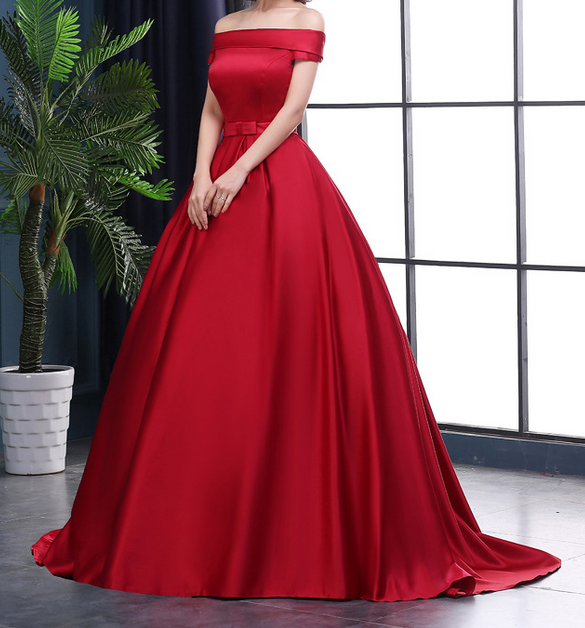 Elegant satin long prom dress,evening dress,cheap prom dresses  7682